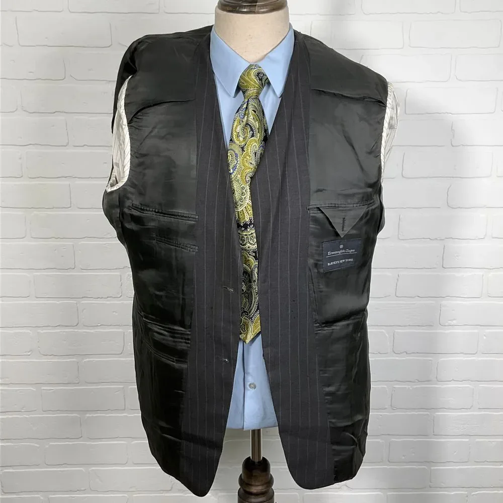 Ermenegildo Zegna‎ Blazer Men 40 Gray Blue Pinstripe Barneys Classic Career Wool
